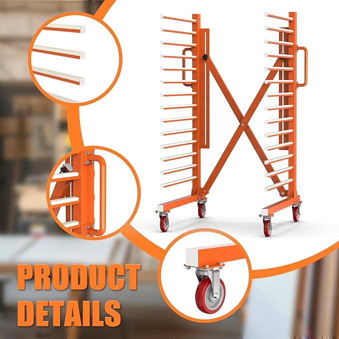 Paint Drying Rack for Cabinet Doors Drying Stand with Casters for Drying Paint for Interior, Exterior, Spray, Roll, Brush, Commercial, Pro Painters (15 Shelves)