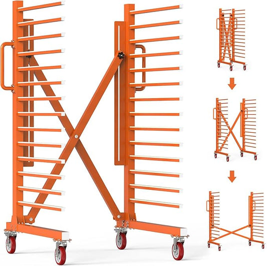 Paint Drying Rack for Cabinet Doors Drying Stand with Casters for Drying Paint for Interior, Exterior, Spray, Roll, Brush, Commercial, Pro Painters (15 Shelves)