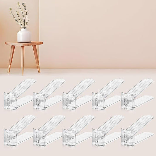 FENRUNXU 10 PACK Transparent Shoe Stacker,Shoe Slots Organizer for Closet, Shoe Display Space Saver,Adjustable Shoe Rack Organizer Holder for High Heels,Sneakers(Transparent)