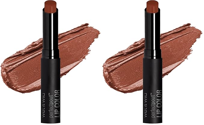 wet n wild ipstick Perfect Pout Lipstick Lip Color Fall Red Extra Cinnamon Please | Non-Tacky | Non-Sticky | Long Lasting (Pack of 2)