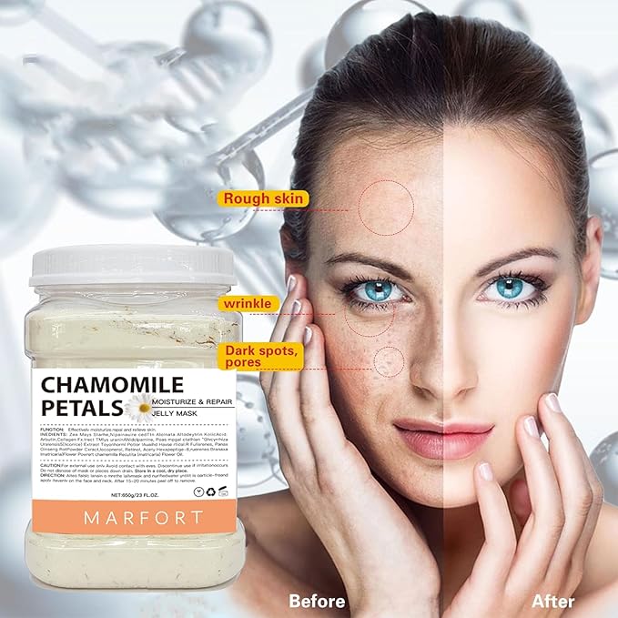 Jelly Mask for Facials Peel-Off Powder Hydrojelly Mask Peel Off Face Masks SkinCare Combination with Professional Skincare Spa Moisturizing & Hydrating 23 Fl Oz (Chamomile Petals)