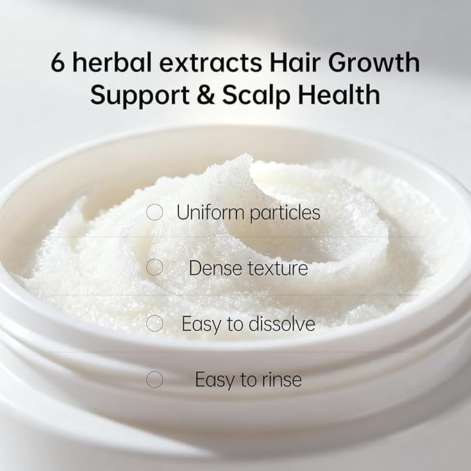 Sea Salt Scalp Scrub Exfoliating Anti-Dandruff, 3 Natural Oils and 6 Trace Herbal Extracts for Anti-Frizz and Hair Strengthening, Soothe Dry Scalp and Make Hair Shiny