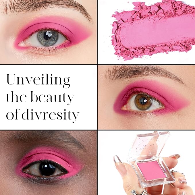 BEPHOLAN Single Matte Pink Eyeshadow Palette Rose Peach Hot Pink Eye Shadow Makeup Palette Bright Pink Blush Eyeliner,Pink Baddie