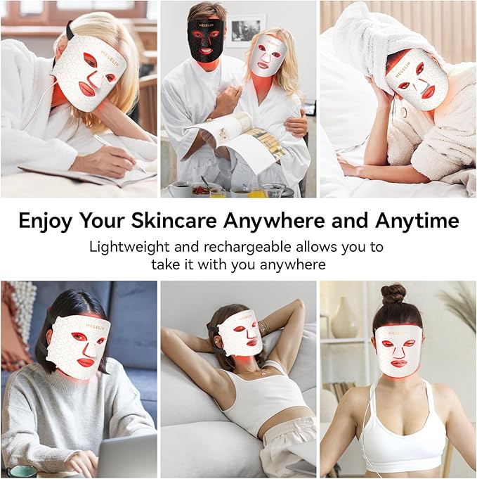 MEGELIN Red Infrared Light Therapy Mat for Whole Body and Led Light Therapy Facial Mask and 2*Facial Mask,70inch*32inch*12inch,2560 LEDs for Full Body Red Light Therapy Mat at Home