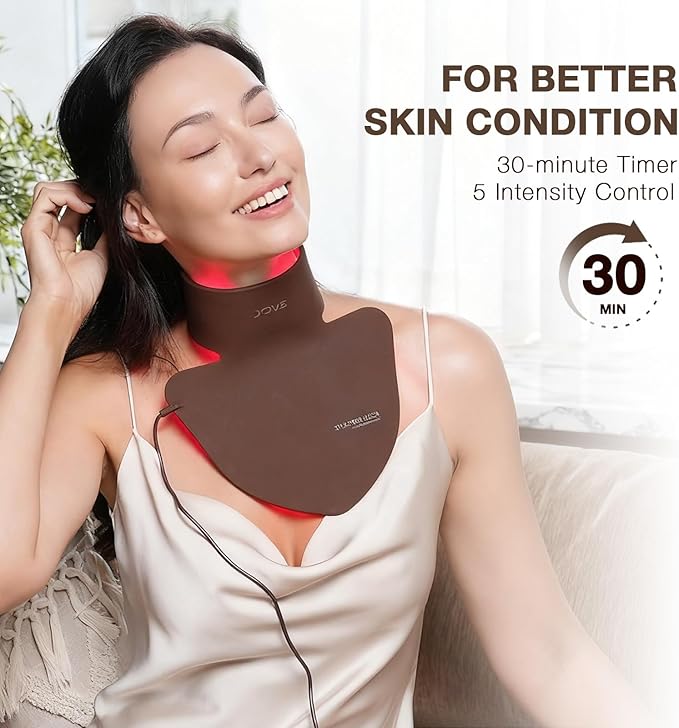 JOVS LED Neck & Chest Mask, LED Red Light Therapy for Neck, 66 LED Light Beams and 630nm Red Light Therapy for Neck Decollete Chest Body, Skin Care Device at Home and Travel