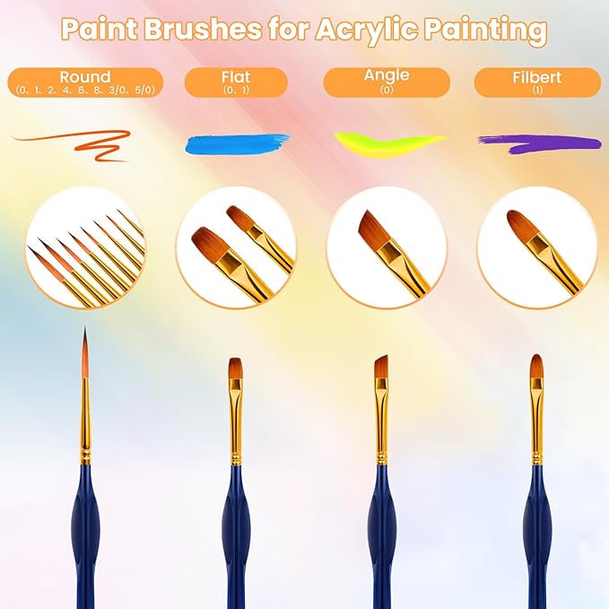Hnncugty Miniature Paint Brushes Set 12pcs, Paint Brushes for Acrylic Painting, Art Supplies for Oil, Watercolor Detailing Models Rock Body Face Nail Drawing Artist Gifts, Triangular Handles Blue