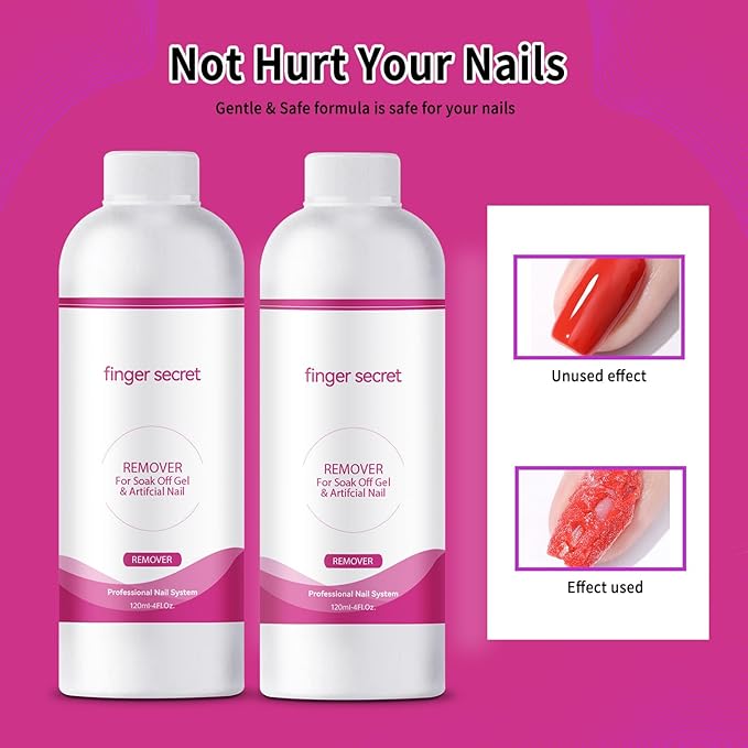 BEVINAS Nail Polish Remover 8Fl.Oz Nail Polish Remover Kit Polish Remover for Nails Glue Artificial Nails,Glitter Polish,Hard Builder gel,dip powder,poly gel,acrylic powder Remove