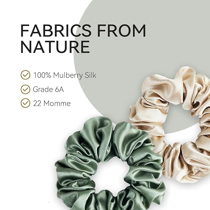 Silklab 22 Momme 100% Mulberry Silk Hair Ties, Well-Hold Elastic for No-Damage, (4 Pack, Black), 6A Grade, Soft Scrunchies, Reduces Frizz & Breakage, OEKO-TEX Certified