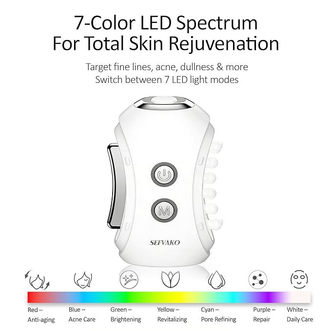 Electric Gua Sha Face Massager Tool with Red Light Therapy, 3-in-1 Microcurrent Guasha Tool with Soothing Vibration, 7-Color LED Warm Heat, for Face/Neck/Eyes/Scalp, Lifting, De-Puffing