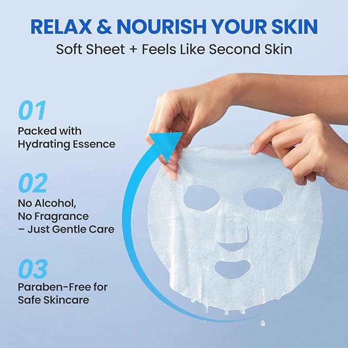 36 Pack Centella Asiatica Face Mask Set – Hydrating Face Masks with Green Tea, Sakura & Charcoal | Moisturizing Facial Masks for Women | Sensitive & All Skin Types