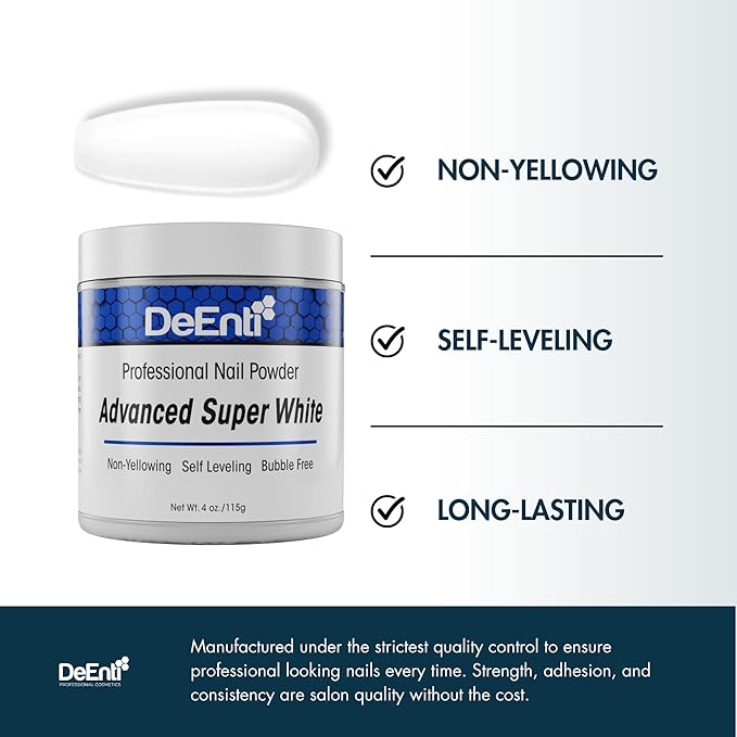 DeEnti Acrylic Nail Powder - 4oz Sugar White|Professional Grade, Bubble-Free Acrylic Powder for Nails | Long-Lasting, Chip-Resistant Nail Acrylic Powder for Carving, Extensions & Fake Nails
