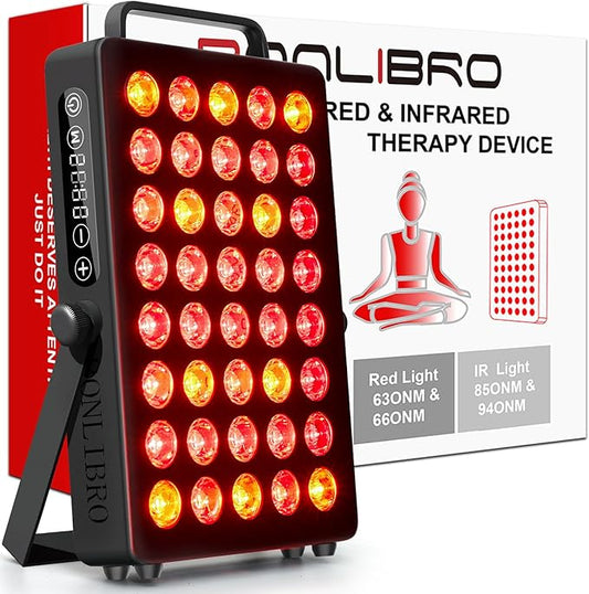 Red Light Therapy Panel for Face and Body, Quad Wave 660nm 850nm 630nm 940nm Near Infrared Light Therapy Panel Portable Dual Chip LED Device for Body Pain Relief Skin Health Sleep (BN-40)
