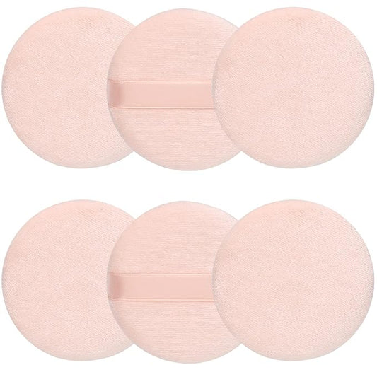 6 Pcs Pure Cotton Super Soft Washable Loose Powder Puff, 2.65 Inch Round Puff for Foundation Makeup