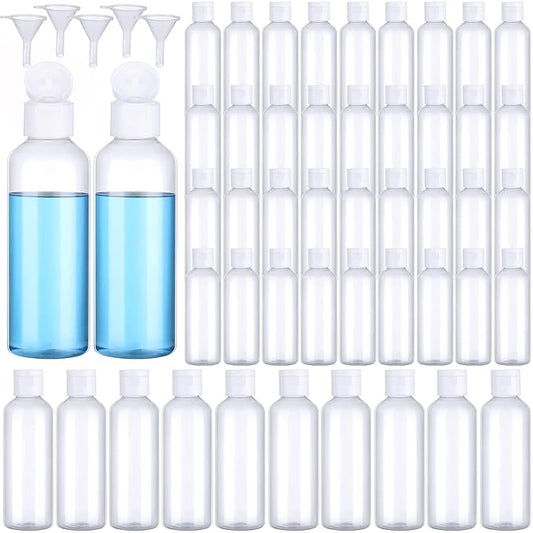 Eccliy 100 Pcs 3.4oz Small Travel Bottles Plastic Empty Squeeze Bottle Clear Refillable Shampoo Container with 5 Funnel for Liquids Cream Cosmetic Toiletries