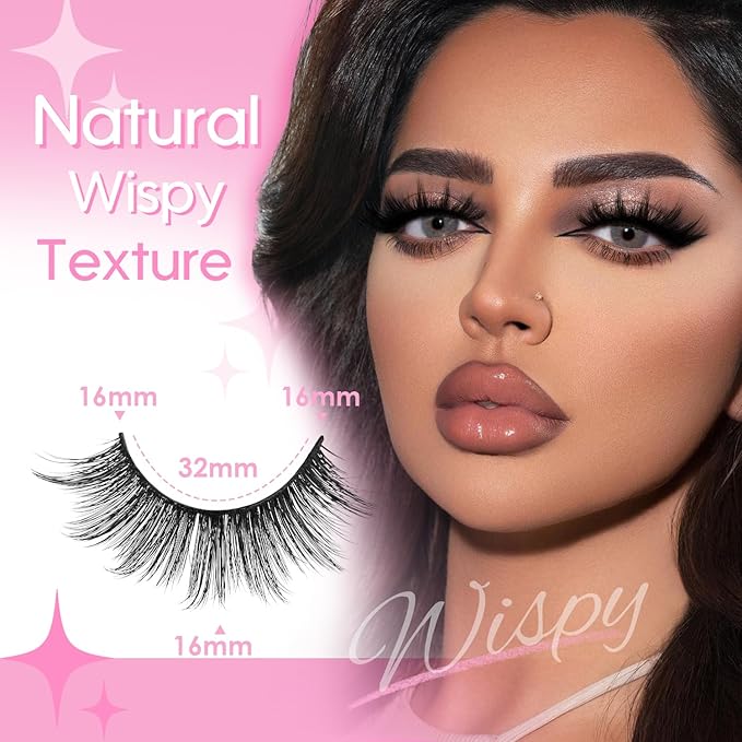 False Eyelashes 20 Pairs 16mm Long Lashes Manga Volume Look Wispy Lashes Faux Mink Lashes 3D Fluffy Cat Eye Lashes （style 20-068)
