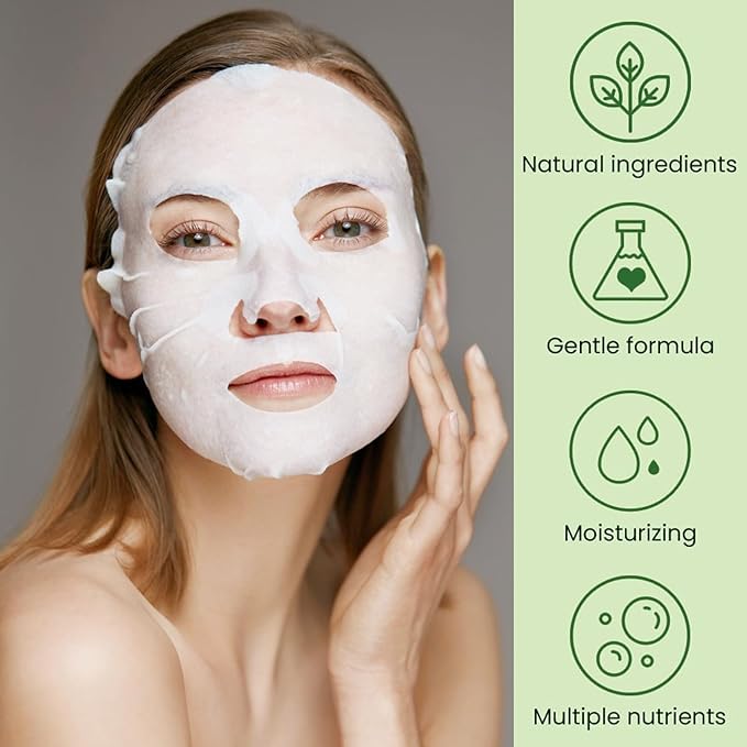 Aloe Vera Face Masks Sheets Skin Care for All Skin Types, Deeping Hydrating Face Masks Soothing Facial Mask for Sensitive Skin Types, Moisturize Nourish Rejuvenating Facial Masks Skin Care 15Sheets