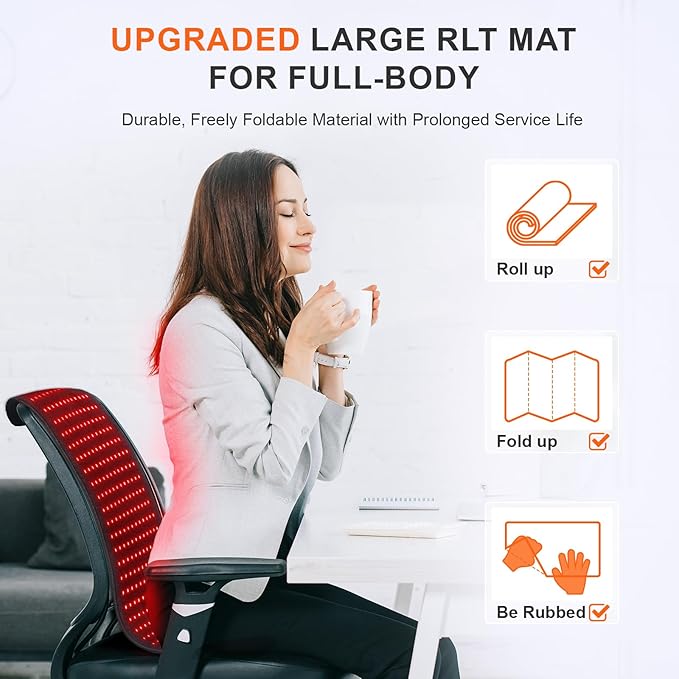 Red Light Therapy Mat for Body, 60W 31.5" x 11.8" 660nm & 850nm 360 LEDs Home Infrared Light Therapy Pad Blanket with Smart Temp & Timer for Back Belly Shoulder Muscle Pain Relief