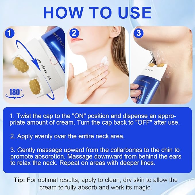 lofuanna AH-8 Firming Neck Cream,Firming Lifting Neck Creams for Tightening & Moisturizing Skin with Massage Roller, AH-8 Neck Cream for Crepey Skin,Hydrating & Reduce Wrinkles for Men and Women