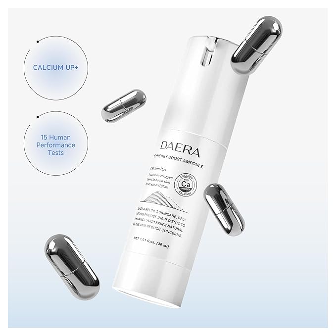 DAERA Synergy Boost Ampoule – Korean Brightening & Hydrating Face Serum, Dark Spot Correcting & Anti-Aging Ampoule with Calcium Up+ Complex, Firming Serum for Glowing Skin, 30ml