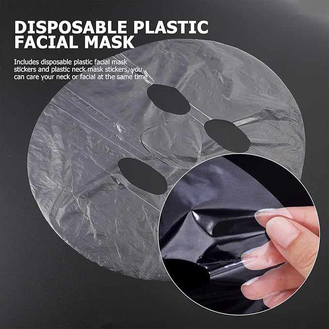 HOMOCONO Disposable Plastic Facial Mask Sheets Neck Mask Patches, 400 Pieces Set (200 Face + 200 Neck), Salon Hydrotherapy Wraps for Skincare Treatment and Spa Use