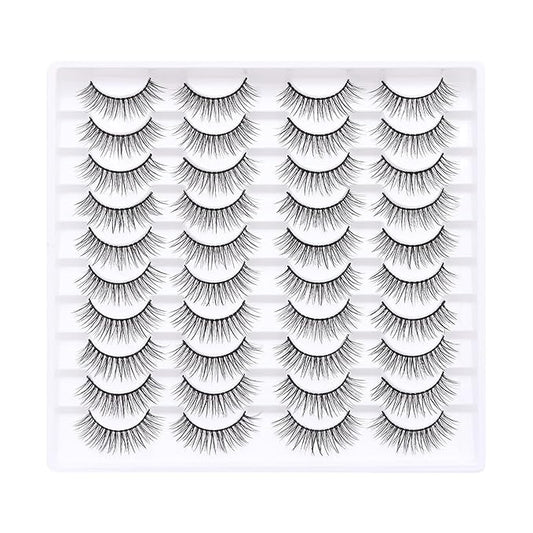 False Eyelashes 20 Pairs Wispy Lashes Faux Mink Lashes 14mm 3D Fluffy Cat Eye Lashes （style 20-064)