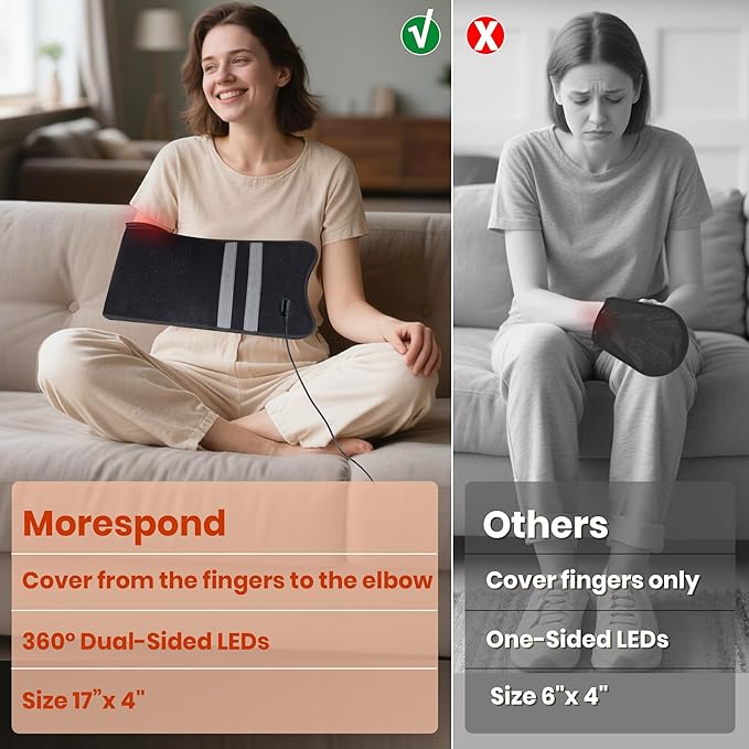 Red Light Therapy for Hands, 150 LEDs Therapy for Finger Wrist, 17"x4" Near Infrared Light Therapy & Red Light Therapy for Body, Pulse Modes, Dual Wavelength for Hands Wrist Arm