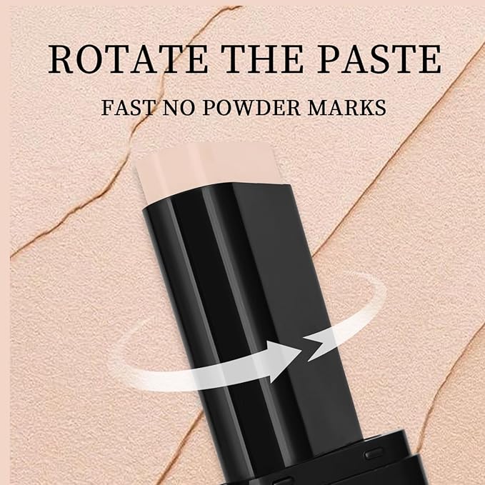 Dual-Ended Foundation & Concealer Stick with Built-in Brush, Long-Wear Matte Korean Full-Coverage Makeup, Waterproof Hydrating Contour for All Skin Tones (02#NATURAL)