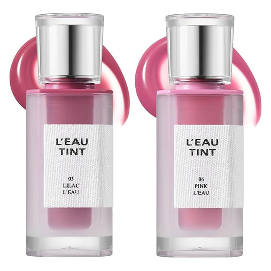 BBIA L’EAU Tint – Glossy & Glow Lip Stain Watery Lip Tint Non-Sticky High Shine Finish Long-lasting Moisturizing Lightweight Natural Daily Use Vegan Korean Makeup (03, 06 COOL TONE DUO SET)