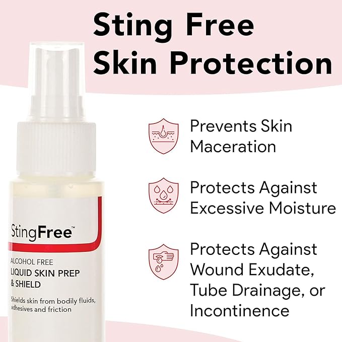 DermaRite's StingFree, Liquid Skin Prep & Shield - Alcohol-Free Spray, Shields from Body Fluids, Adhesives and Friction - Spray Bottle, 2 oz., 1 Count