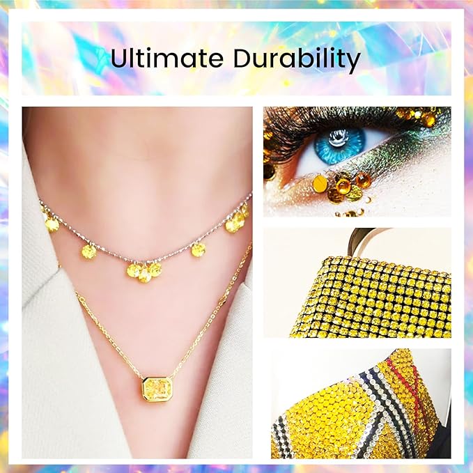 Novani Lemon Yellow Rhinestones 1440pcs SS20 Glass Rhinestones Crystal Flatback Gemstones for Crafts Nails Makeup Bags and Shoes Decoration（SS20, Citrine）