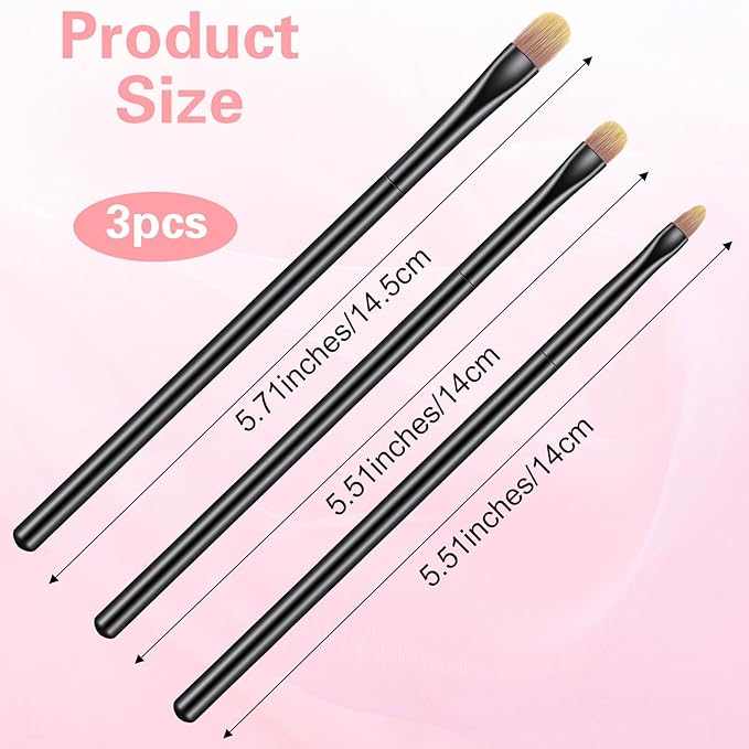 3PCS Flat Concealer Brush Small Black Premium Synthetic Makeup Brushes Under Eye, Travel Foundation Make up Brush Set Precise Coverage Dark Circles Face Contour Blending Brushes(3 Sizes)