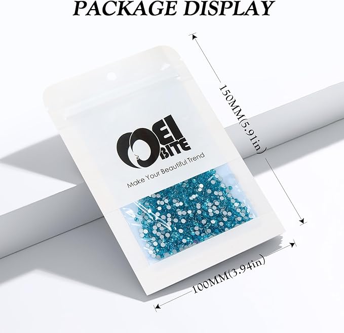 Meibite Aquamarine Flatback Rhinestones, Glass Rhinestones for Nail Art and Craft, Glue Fix, Loose Crystal Gemstones(Aquamarine, SS4, 2880pcs, 1.5-1.7mm)