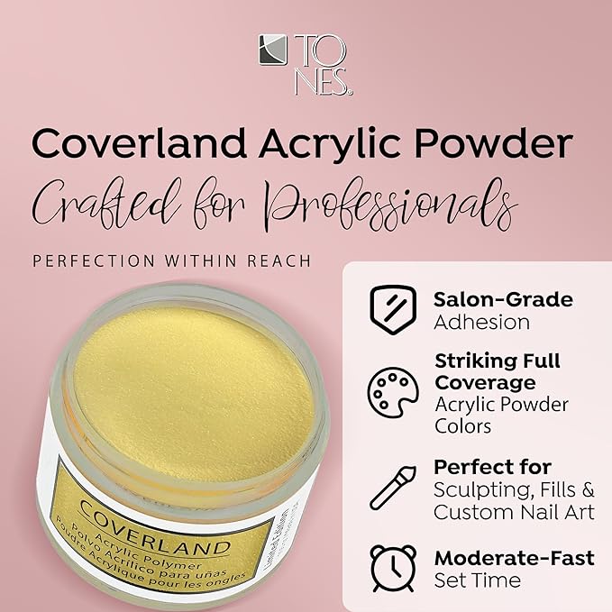 Tones Coverland Acrylic Nail Powder "Banana Split" - Limited Edition Acrylic Powder for Nail Design, Sculpting, and Masking Nail Bed Imperfections - (1.5 Oz)