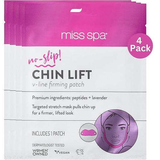 MISS SPA V-Line Patch, Neck and Face Toning Mask, Double Chin Face Mask, Chin Strap Anti-aging and Anti-wrinkle, V Shaped Contouring Face Mask, 4 Pack