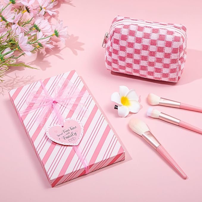 Christmas Gifts for Tween & Teen Girls, 11PCS Birthday Gifts Basket Teen Girls Trendy Stuff with Empowering Tasks Make up Brushes & Bag, Beauty Advent Calendar Wrapped Gifts Box