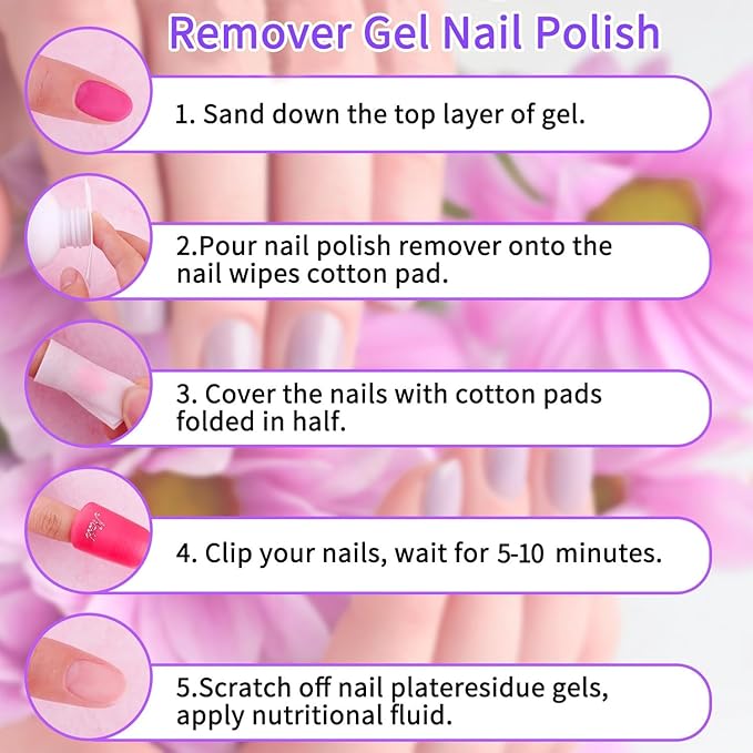 BEVINAS Nail Polish Remover Kit Nail Polish Remover & Slip Solution Polish Remover for Nails Slip Solution for Poly Gel Nails with Glass Cup Nail Cleaning pads