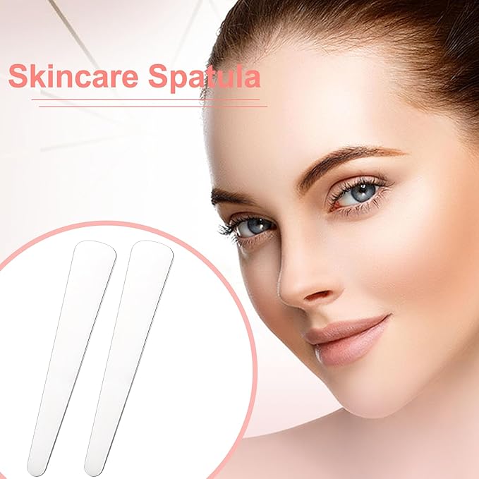 Pndeyo 3pcs Mini Metal Makeup Spatula, Reusable Cosmetic Cream Spatulas Spoon, Skincare Scoop Applicator Facial Massage Beauty Tools for Mixing and Sampling Face Eye Cream- 2.79"×0.52"