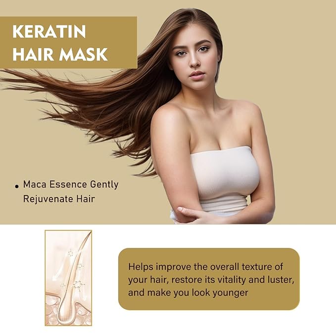 Mijaution Collagen Hair Mask for Damaged Hair - Deep Repair Conditioning Argan Oil Treatment for Curly or Straight Thin Fine Hair 100ml