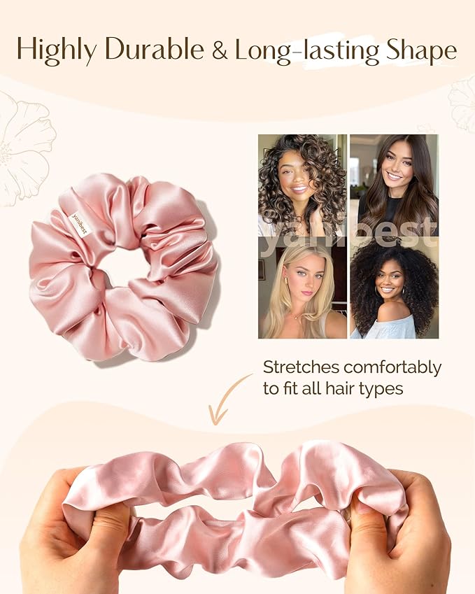 Yanibest 8 Pcs Satin Scrunchies - Silk Scrunchies Ponytail Holders,Soft Satin Hair Ties No Damage,Hair Accessories for Women