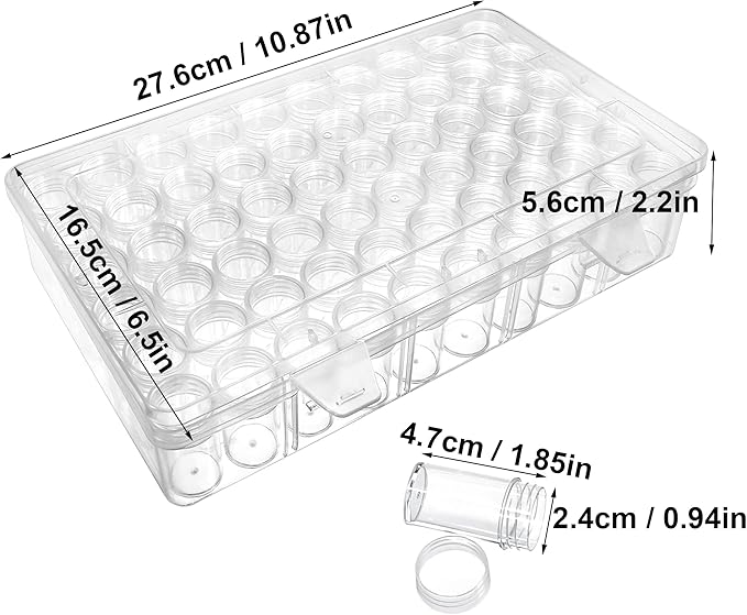Notgia 1pack 60 Grids Bead Organizer and Storage Diamond Painting Containers Portable Plastic Case Box Arts Crafts Storage for Seeds Beads Sewing Cosmetic Nail Glitter Powder Small Parts Rhinestones