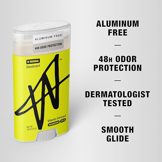 W By Jake Paul Men's Aluminum-Free Deodorant, Sensitive Skin Friendly, Dermatologist Tested, Vitamin-Infused Deodorant for Men, Original Scent, 2.6 oz