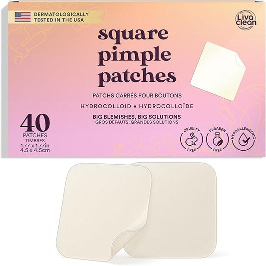 Livaclean 40CT Large Pimple Patches for Face - Big Pimple Patches Large Hydrocolloid Patch for Blemishes - Body Nose Forehead Chin Acne Patch - XL Zit Stickers