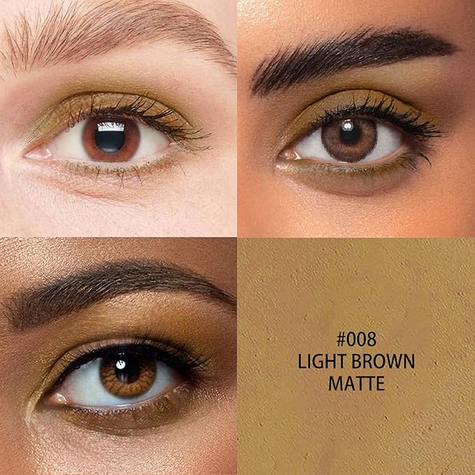 Neutral and Brown Metallic Eyeshadow Stick Pencil Crayon,Champagne Shimmer Cream Eye Brightener Stick Highlighter Makeup,Pro Waterproof & Long Lasting (008 Light Brown Matte)