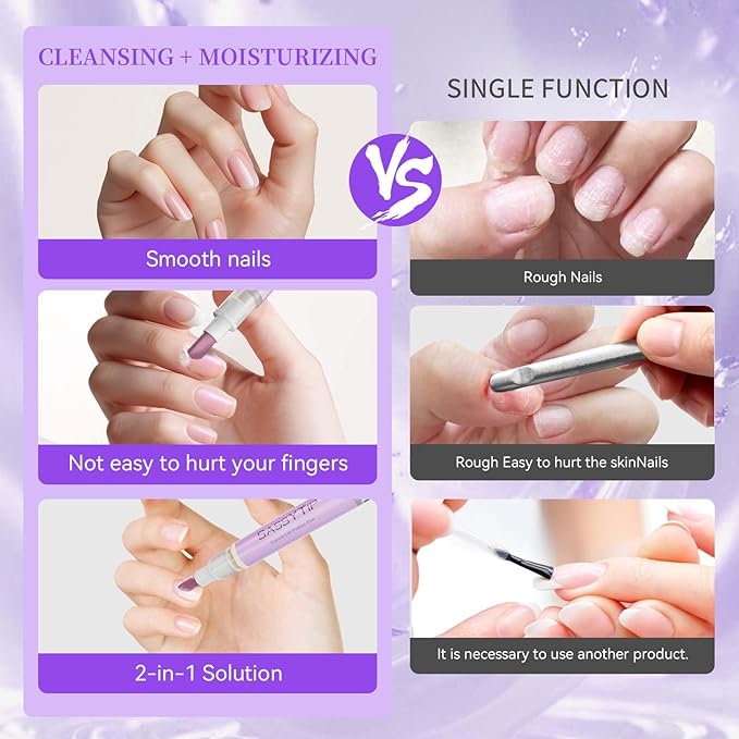SASSYTIP Cuticle Pusher Oil Pen - Cuticle Remover & Nail Oil Pen with Rose & Lavender Scents, Portable Nail Care Pen for Work & Travel, Moisturizes & Strengthens Dry Cuticles (Lavender)