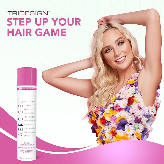 TRI Design Aerogel Hairspray - Strong Hold Hair Finishing Spray for Volumizing & Control, Flexible Styling for All Hair Types, Non-Sticky and Scented - For Women and Men - Pack of 6 (10.5 Oz)