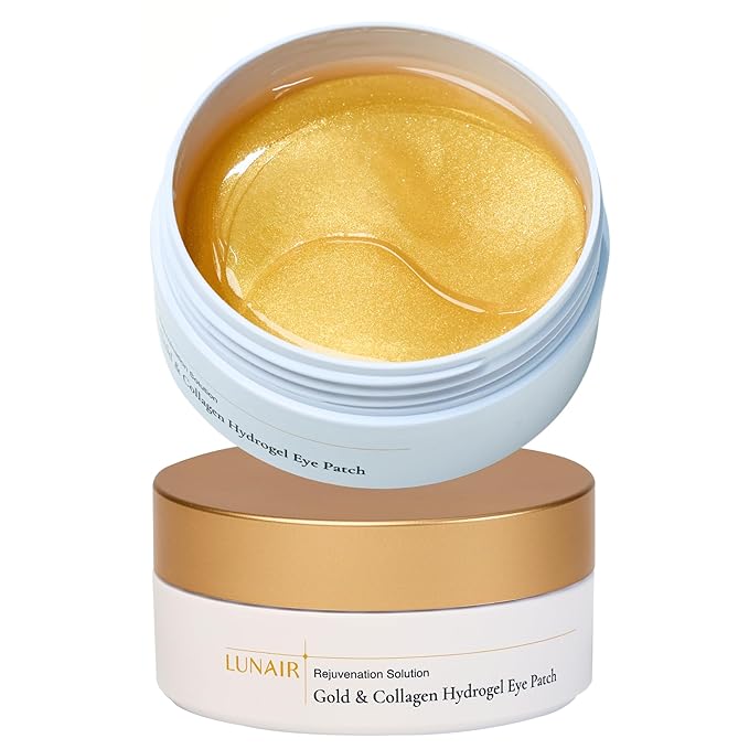 Lunair Gold & Collagen Hydrogel Eye Patch – Depuffing, Firming & Hydrating Under-Eye Treatment for Dark Circles & Fine Lines (60 Patches)