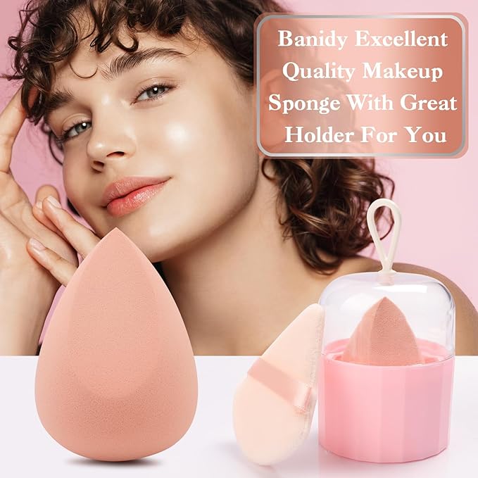 Toiletry Sponges Set Blender Beauty Sponge with Holder Makeup Blender Flawless for Foundation, Liquid,Facial Makeup Tools Beauty Gift Set