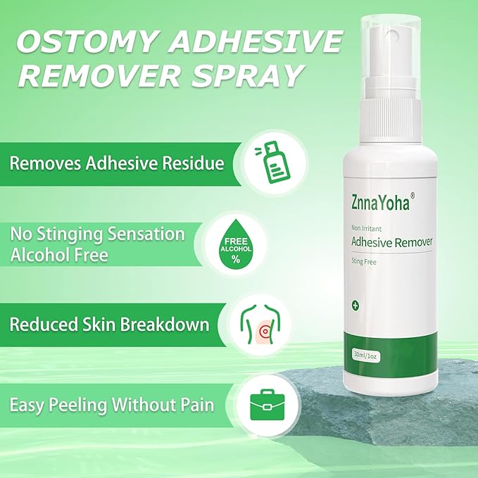 Adhesive Remover Spray,No Sting Medical Adhesive Remover for Skin,Ideal for Ostomy Patients, Sensitive Skin and Bandage Removal, Alcohol Free,2oz/ 60ml