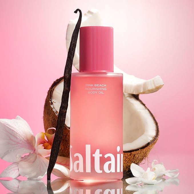 Saltair Body Oil - Luxurious Pink Beach After Shower and Bath Oil for Women and Men. Botanical, Non-Greasy, Well-Absorbing Moisturizer for Hydrating Dry Skin – 4oz Pump Bottle