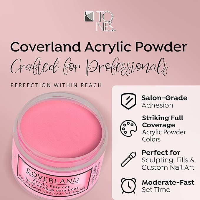 Tones Coverland Acrylic Nail Powder "Hottern than your Ex" - Limited Edition Acrylic Powder for Nail Design, Sculpting, and Masking Nail Imperfections - Professional Acrylic Nail Supplies - (1.5 Oz)